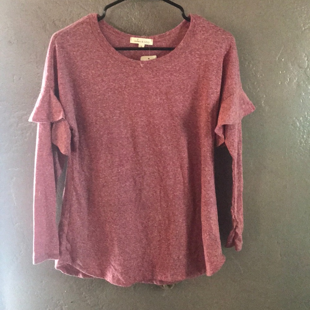 Cedar & Gold Ruffle Sleeve Top